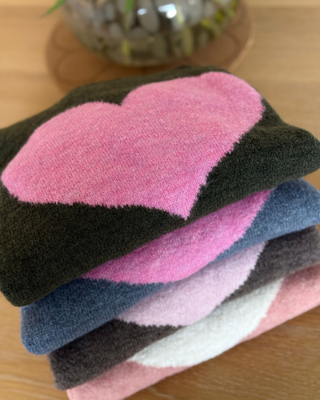 Denim Blue/Pink Heart Jumper