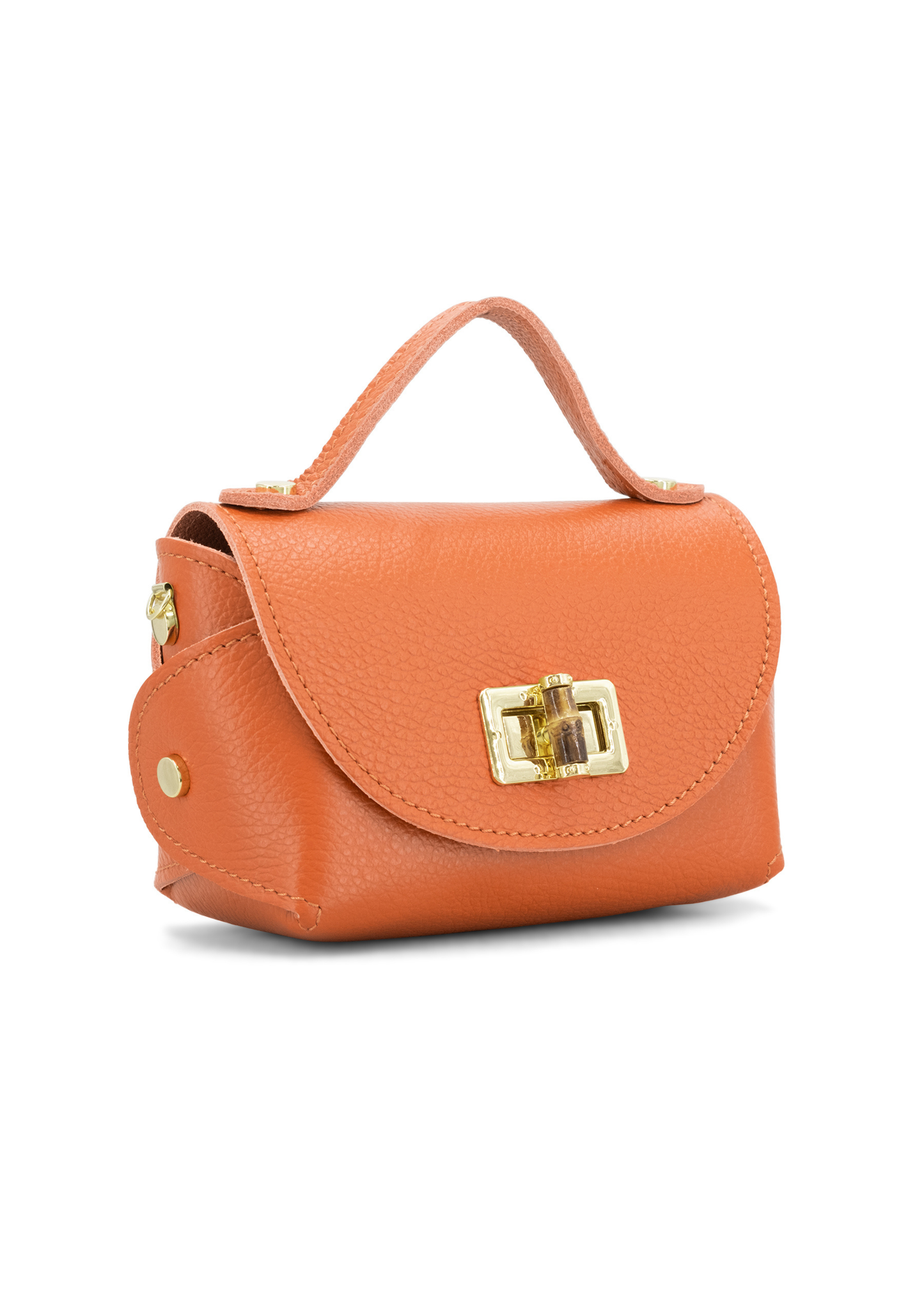 Black Bamboo Twist Lock Leather Mini Bag