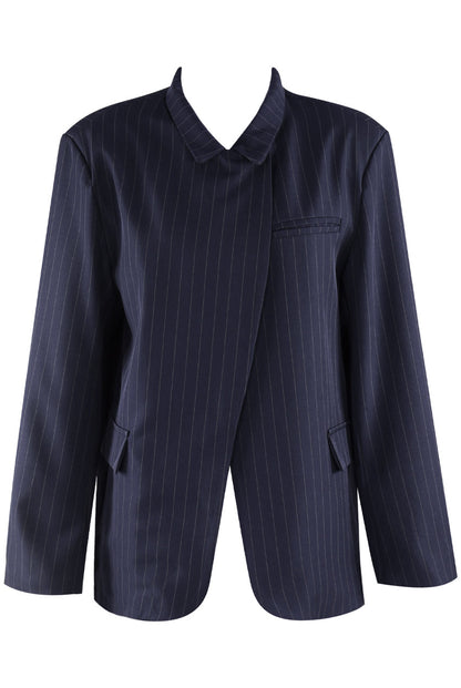 Navy Single Button Pinstripe Blazer