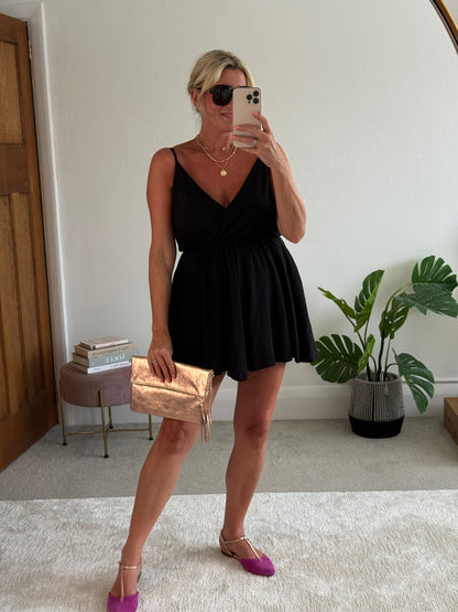 Black V-Neck Playsuit