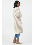 Flo Stripe Long Cardigan - Cream/Taupe