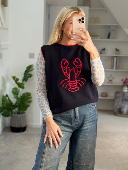 Navy/Red Lobster Motif Tank Top
