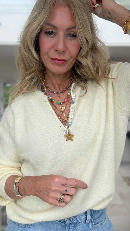 Papaya Alpaca Mix Button Jumper