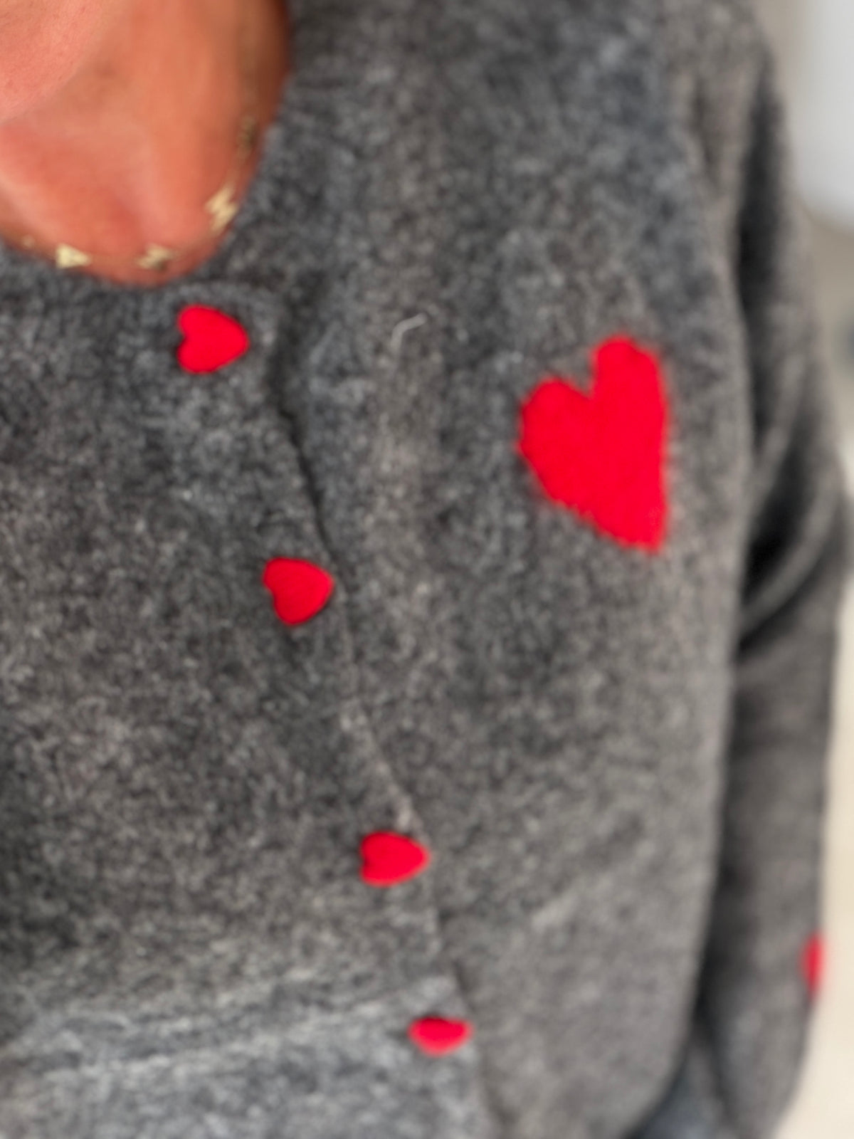 Grey/Red ❤️ Heart Button Cardigan