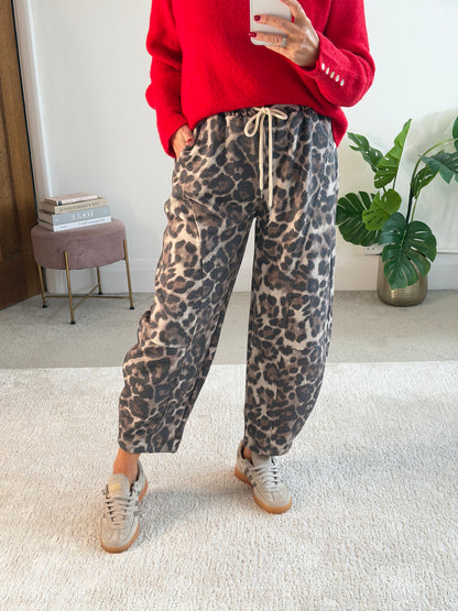 Large Leopard Print Barrel Joggers