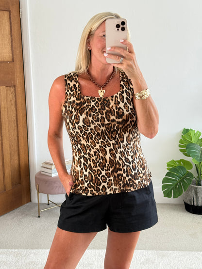 Leopard Scoop Neck Top