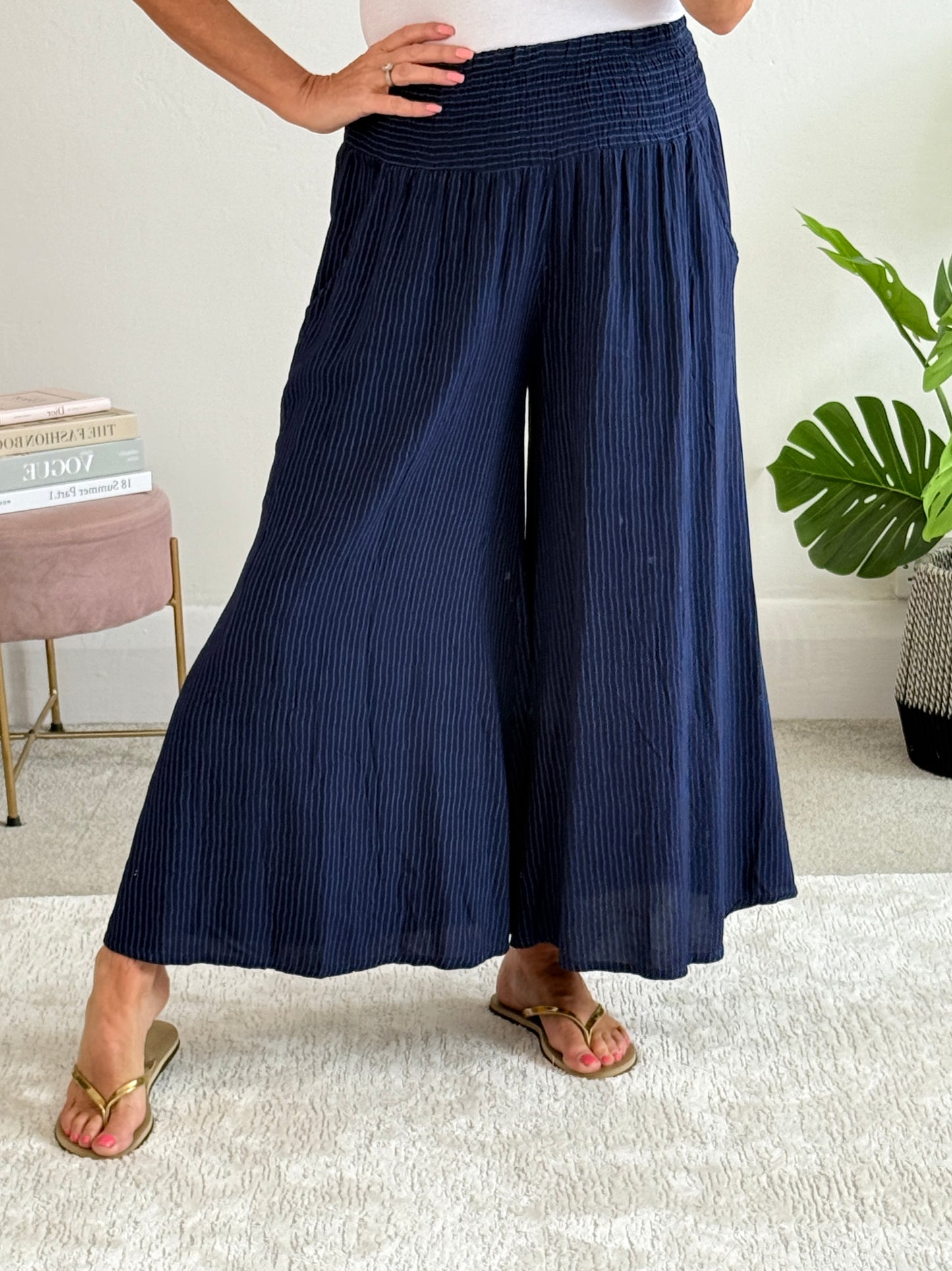 Navy Stripe Palazzo Culottes