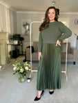 Khaki 2 in 1 Pleated Jumper Dress