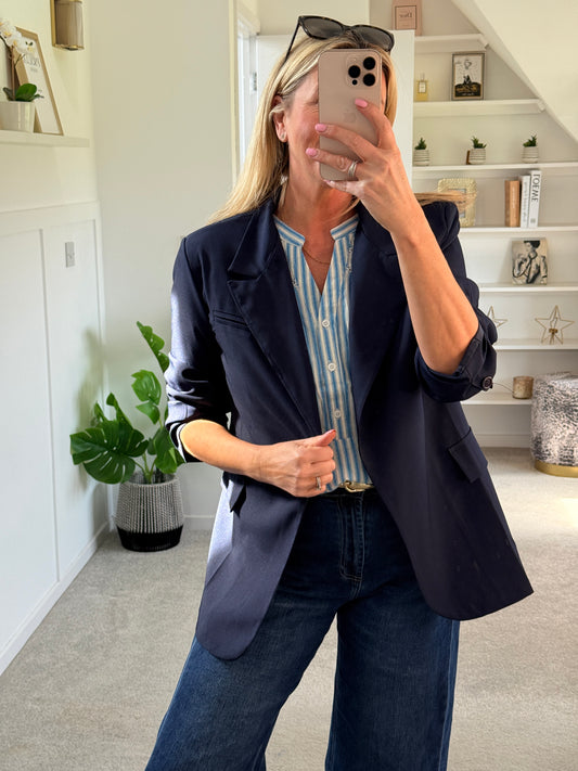NEW Navy Single Button Plain Blazer