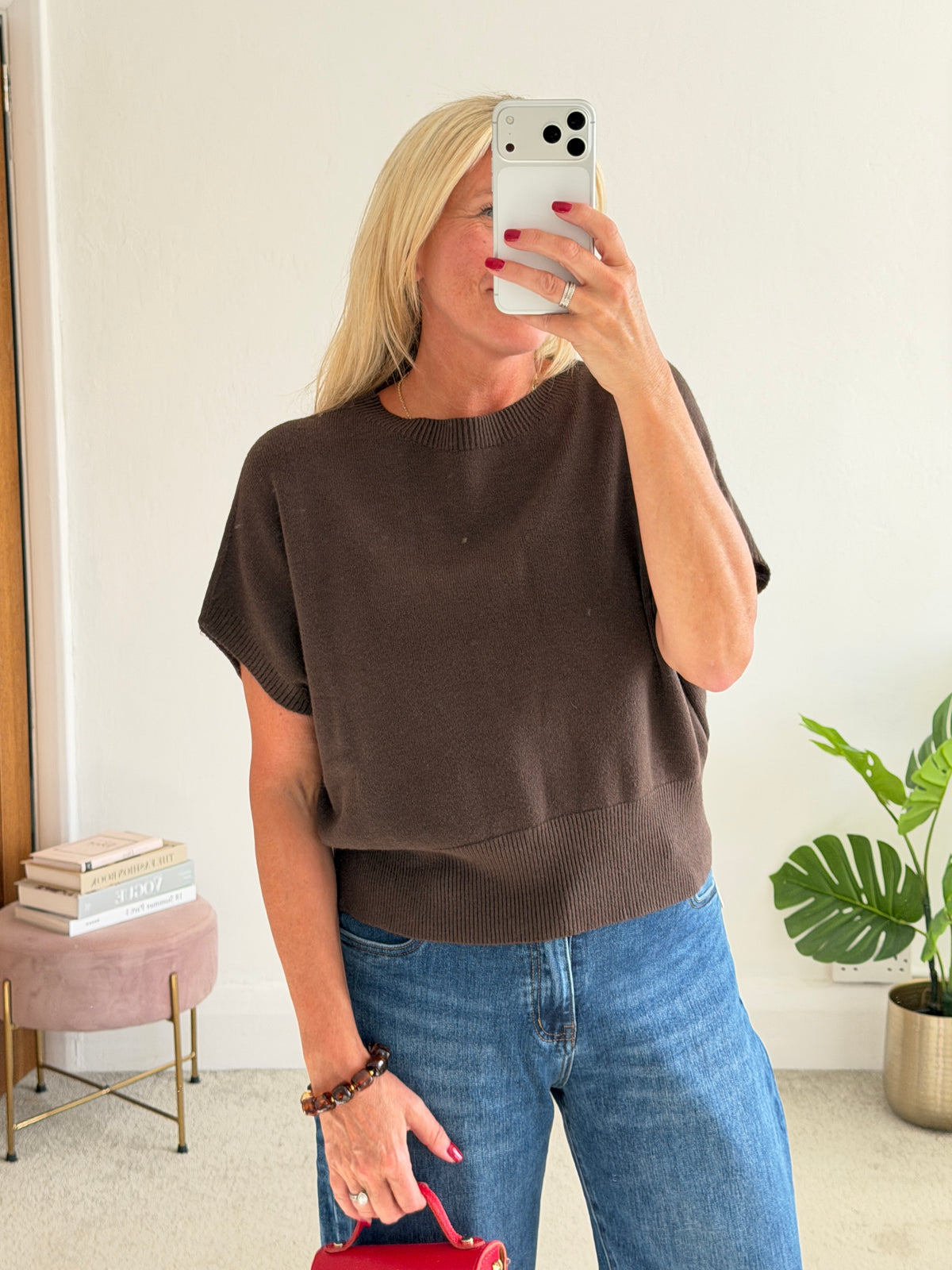 Chocolate S/Sleeve Batwing Jumper
