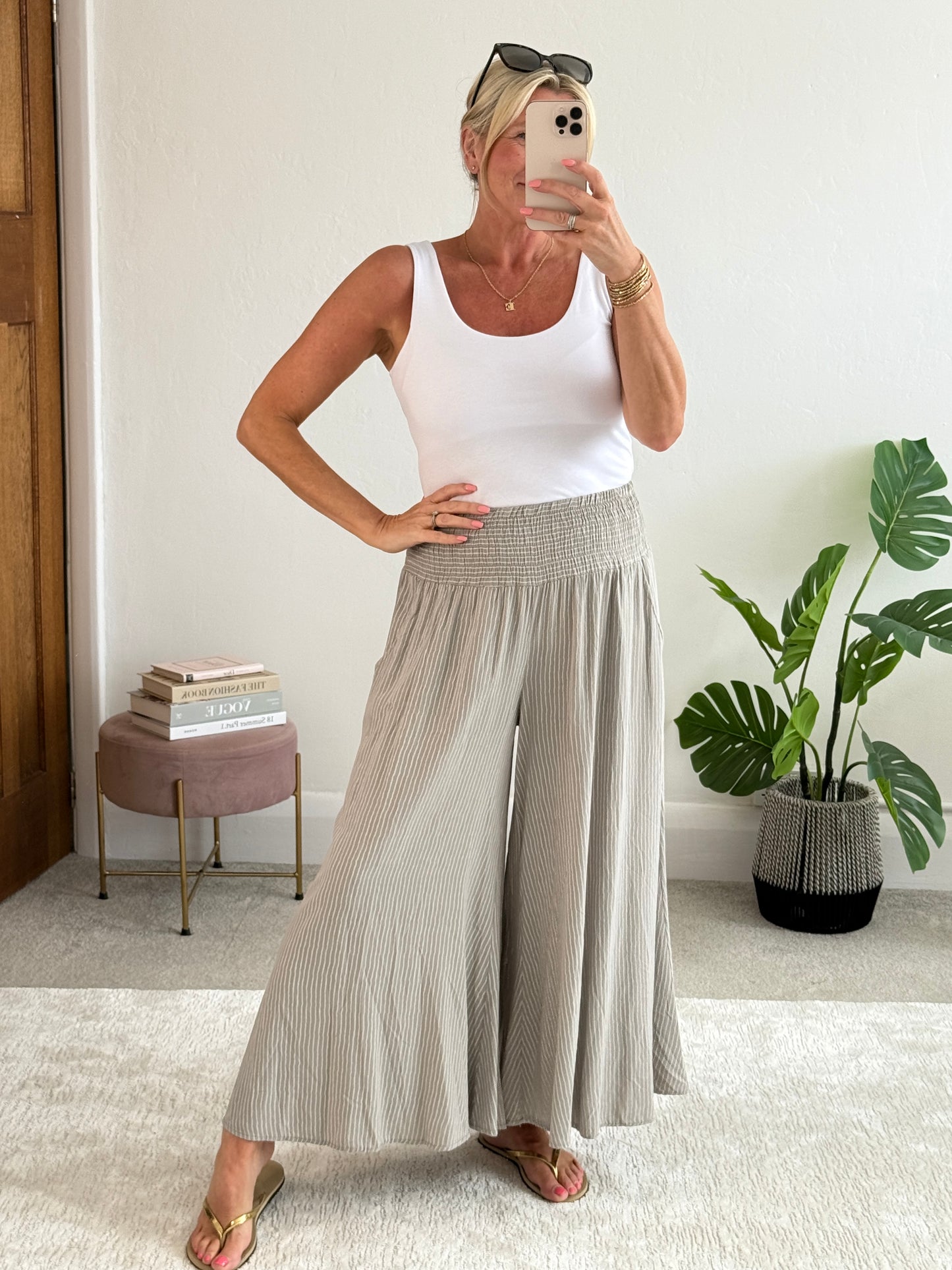 Mocha Stripe Palazzo Culottes