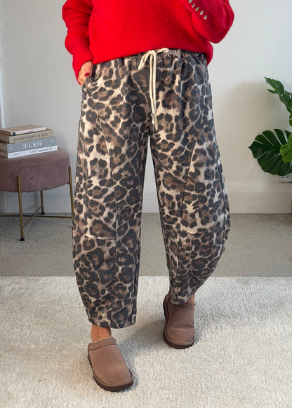 Large Leopard Print Barrel Joggers