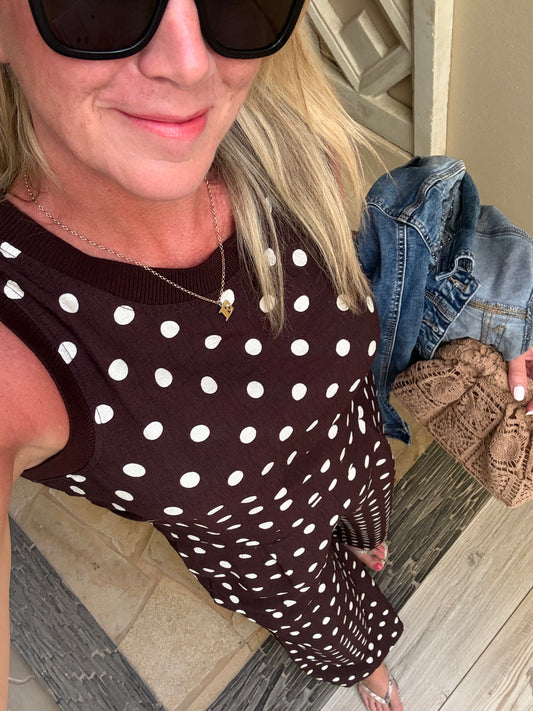 Brown/White Polka Dot Top (Co-ord Avail)