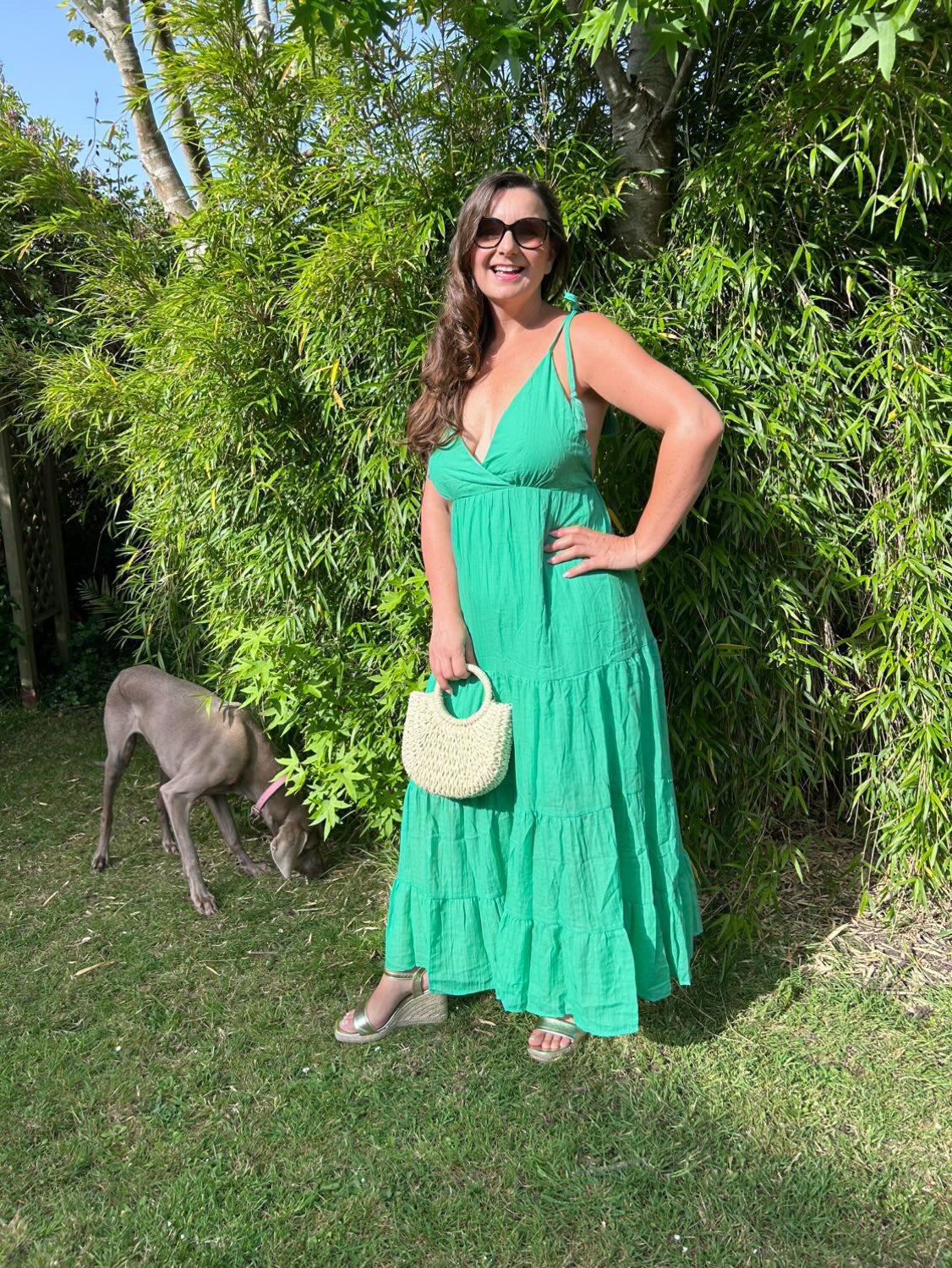 Kelly Green Tie Strap Tiered Maxi Dress