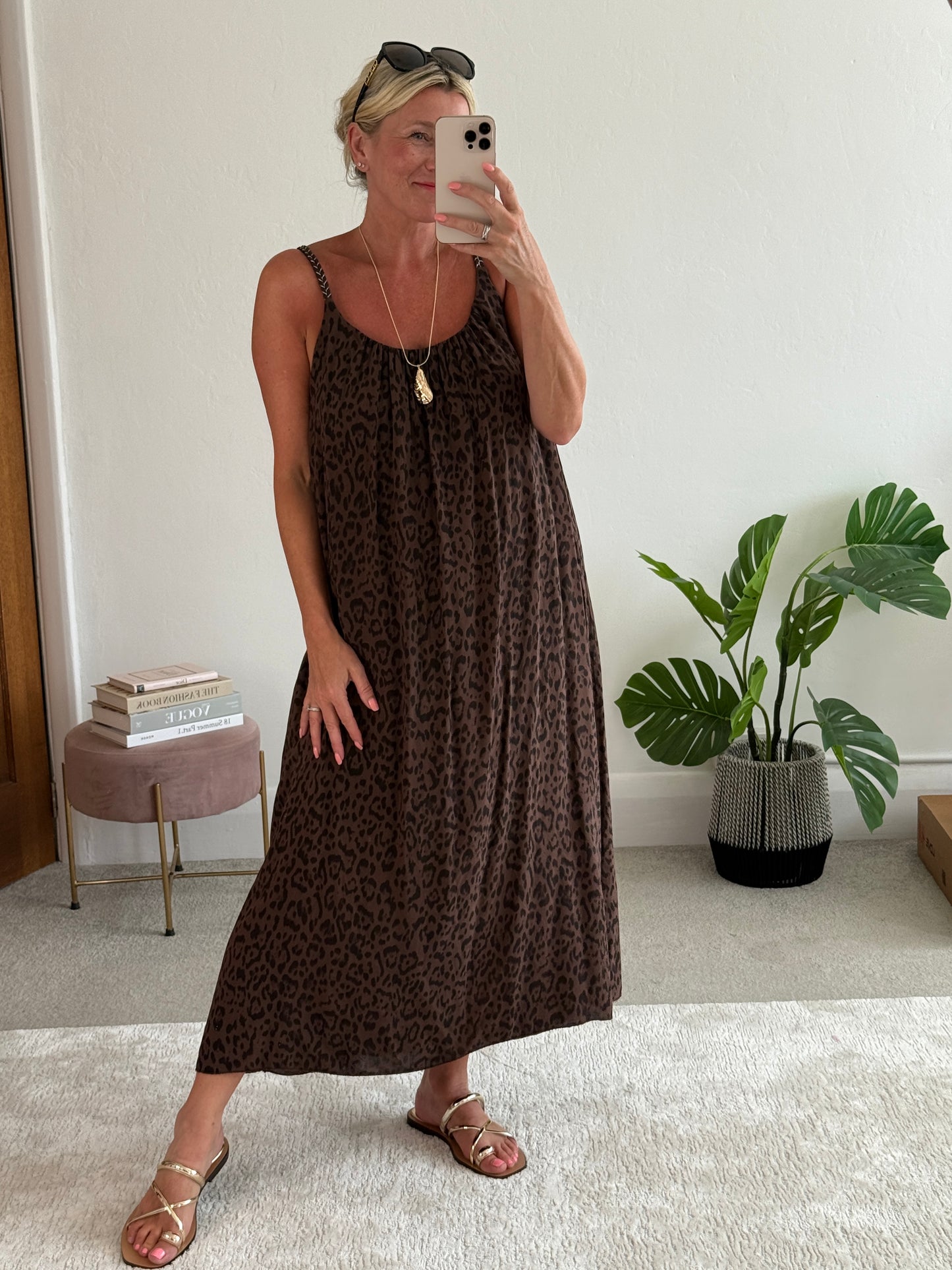 Chocolate Plaited Strap Leopard Maxi Dress 🐆