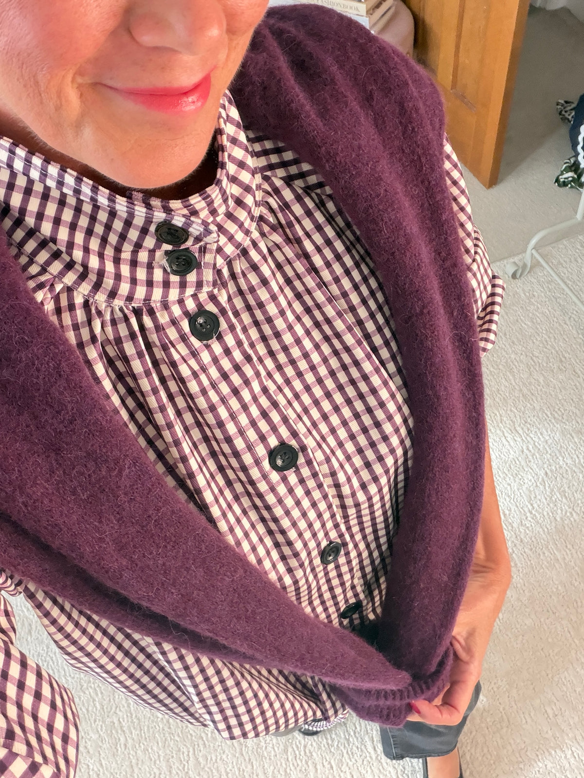 Plum Alpaca Mix Button Jumper