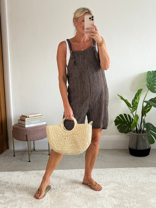 Chocolate Stripe Dungaree Playsuit
