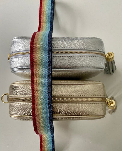 Teal Leather Tassel Cross Body Bag