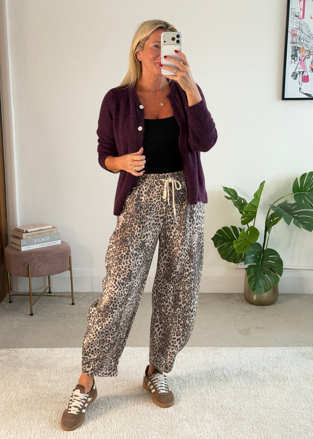 Small Leopard Print Barrel Joggers