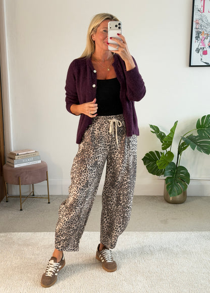 Small Leopard Print Barrel Joggers
