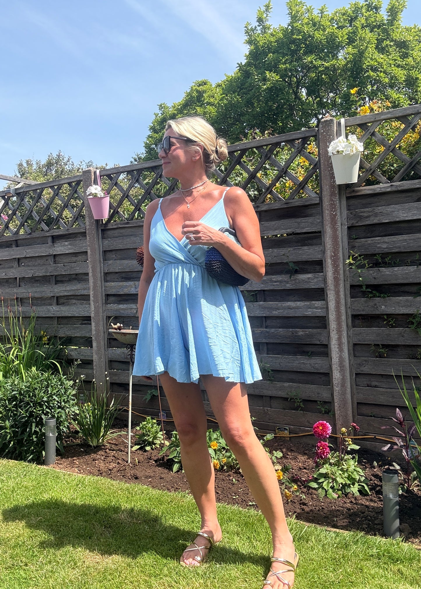 Sky Blue V-Neck Playsuit