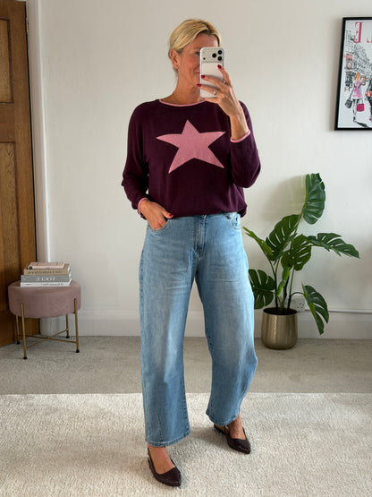 Plum/Pink Cashmere Mix Star Jumper