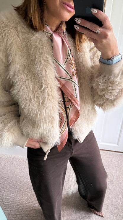 Manny Stone Faux Fur Bomber Jacket