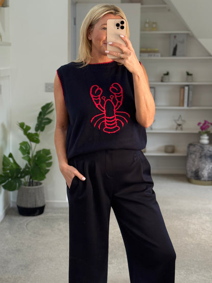 Navy/Red Lobster Motif Tank Top