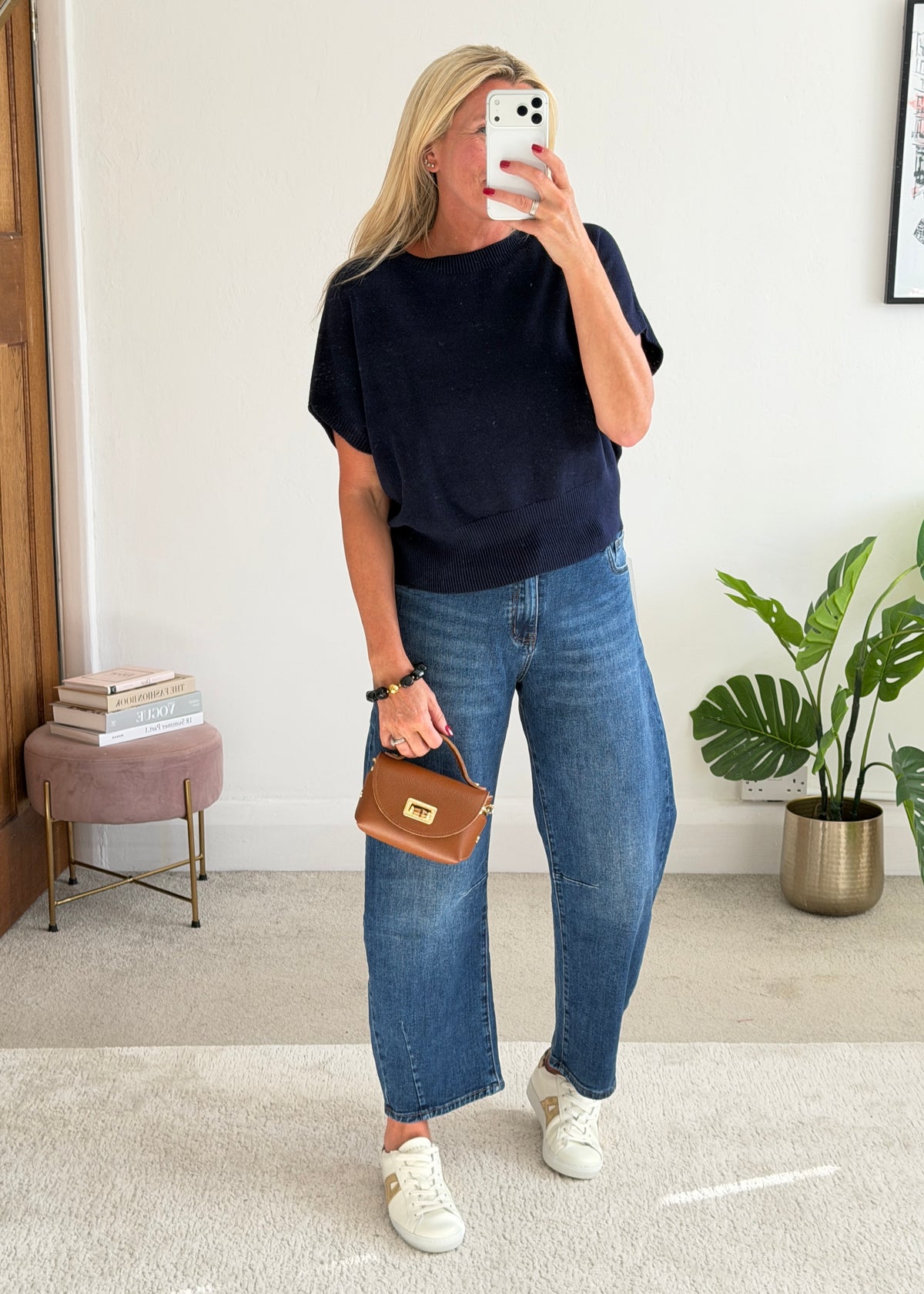 Navy S/Sleeve Batwing Jumper