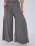 Dark Grey Washed Linen Wide Leg Trousers
