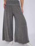 Dark Grey Washed Linen Wide Leg Trousers