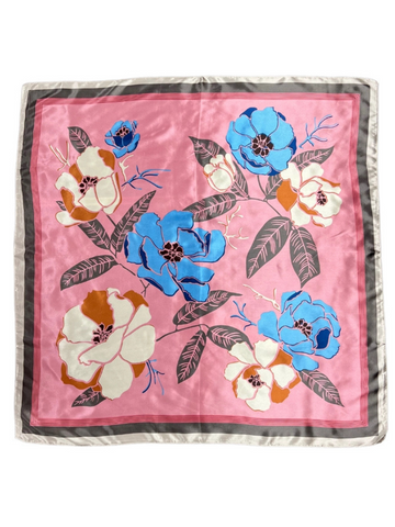 Dusky Pink Floral Pattern Silk Touch Square Scarf