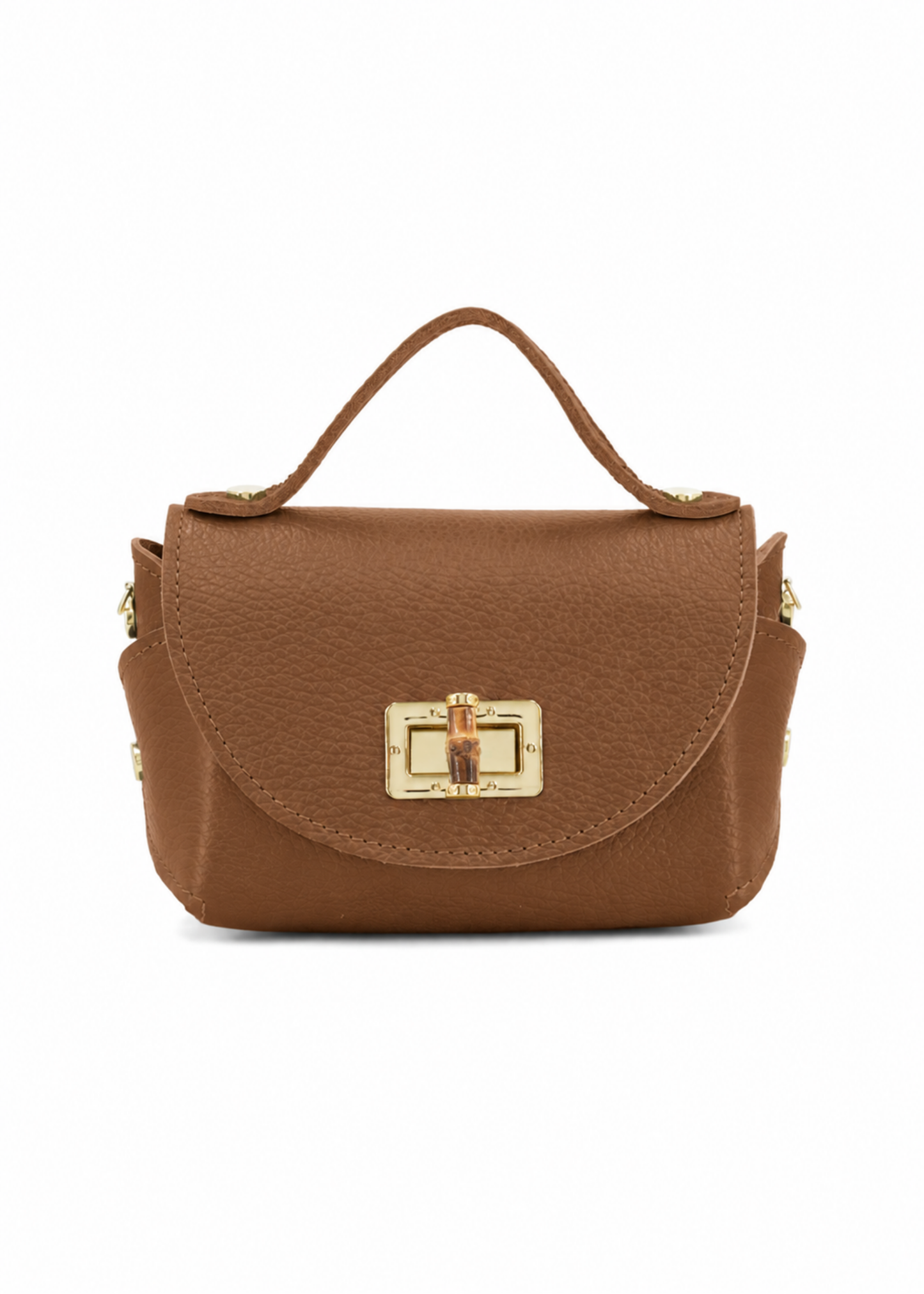 Red Bamboo Twist Lock Leather Mini Bag