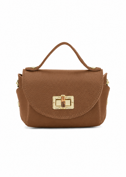 Red Bamboo Twist Lock Leather Mini Bag