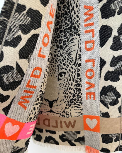 Black "Wild Love" Oversized Scarf