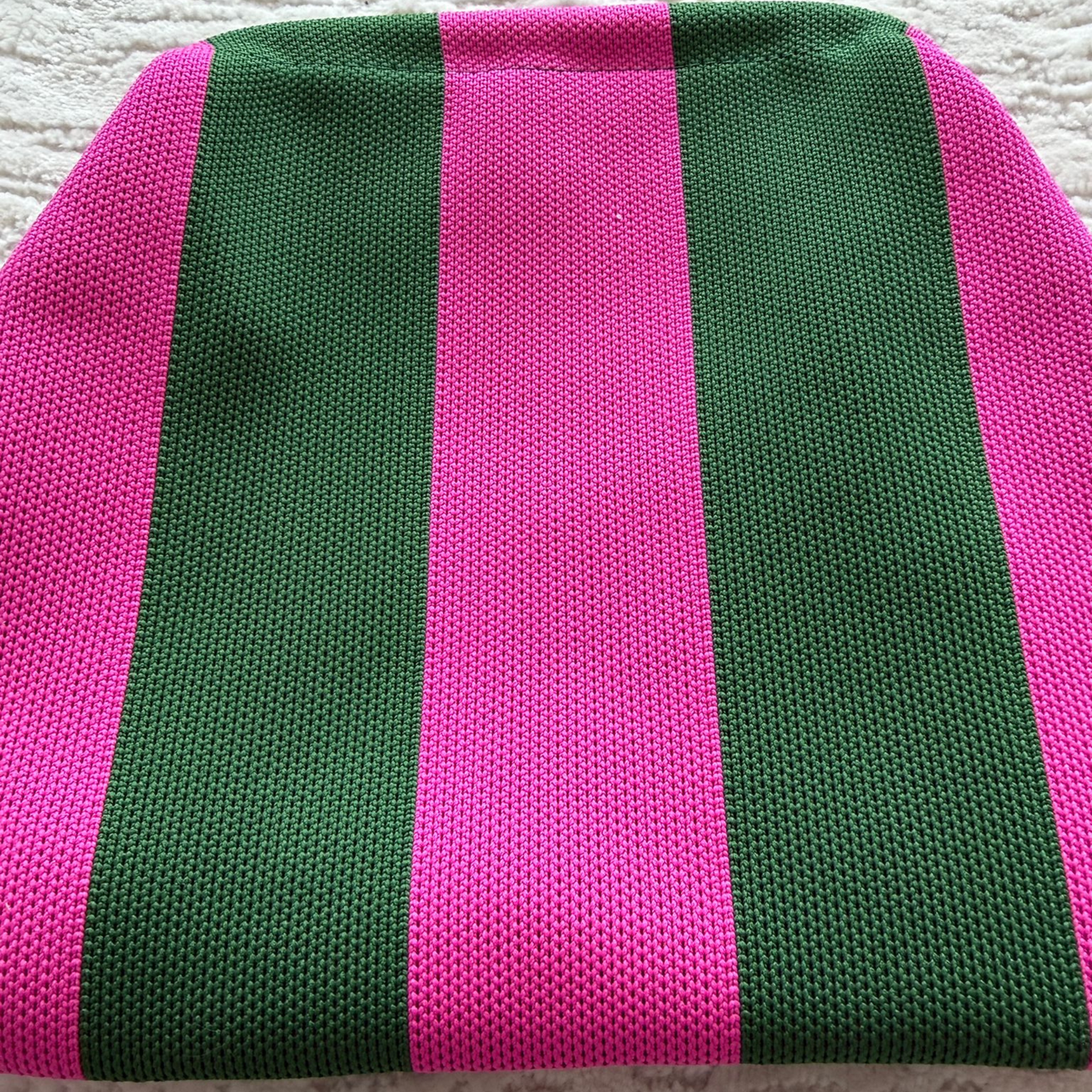 Green/Pink Woven Stripe Soft Pouch Clutch Bag