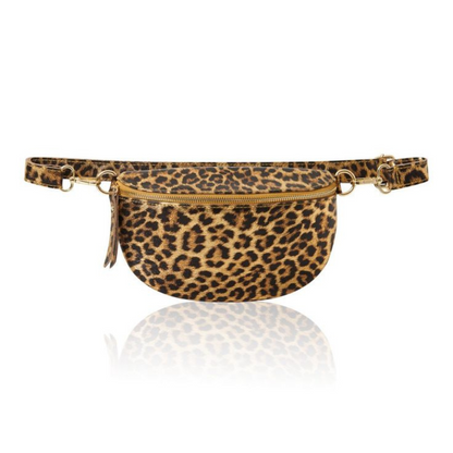 Light Taupe Leopard LARGE Leather Bum Bag