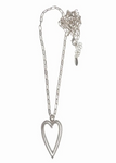 Worn Silver Twin Heart Pendant Necklace