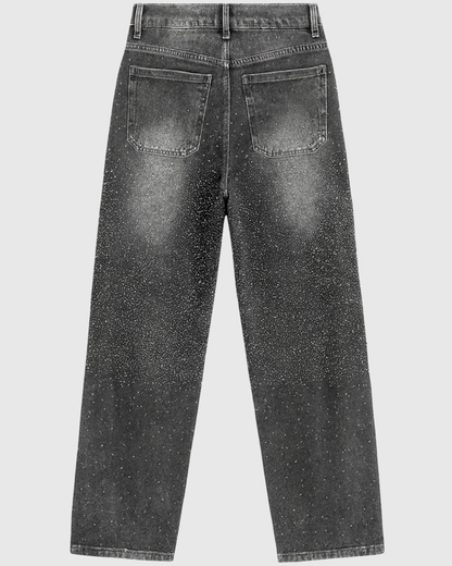 Grey Palone Glitter Barrel Leg Jeans
