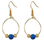 Blue/Gold Bead Birdie Earrings