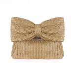 Natural Straw Bow Clutch Bag