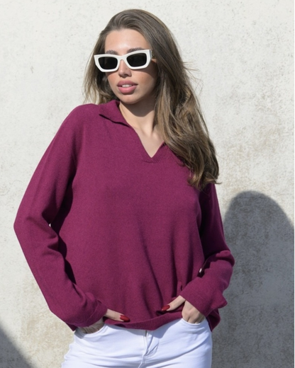 Granata V Neck Polo Knit