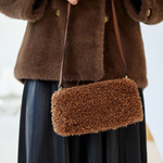 Black Faux Shearling Handbag