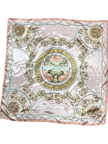 Pale Pink Lion Pattern Silk Touch Square Scarf