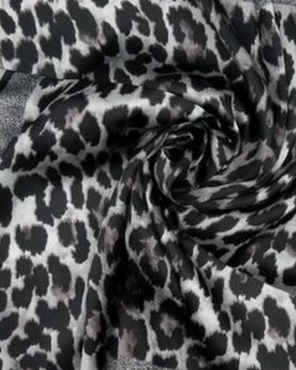 Beige Leopard Print Border Square Scarf
