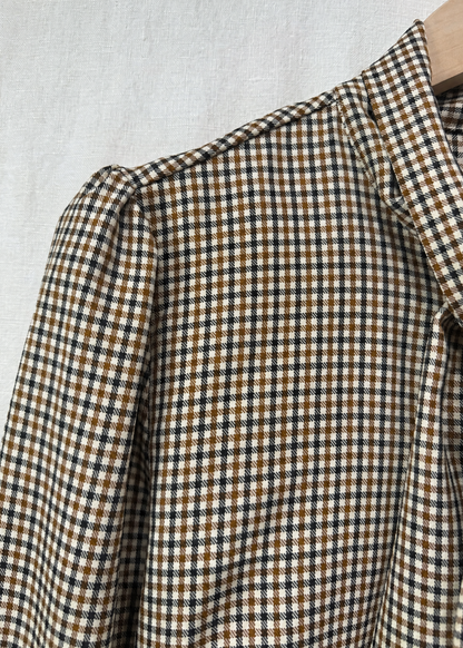 Heritage Check Tie Neck Puff Sleeve Blouse