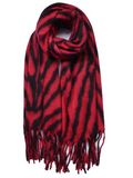 Pink/Black Tassel Zebra Pattern Scarf