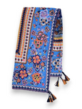 Cream/Pink Summer Flower Tassel Square Scarf