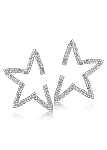 Silver Diamanté Star Earrings
