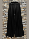 Emy Black Drawstring Satin Wide Leg Trousers